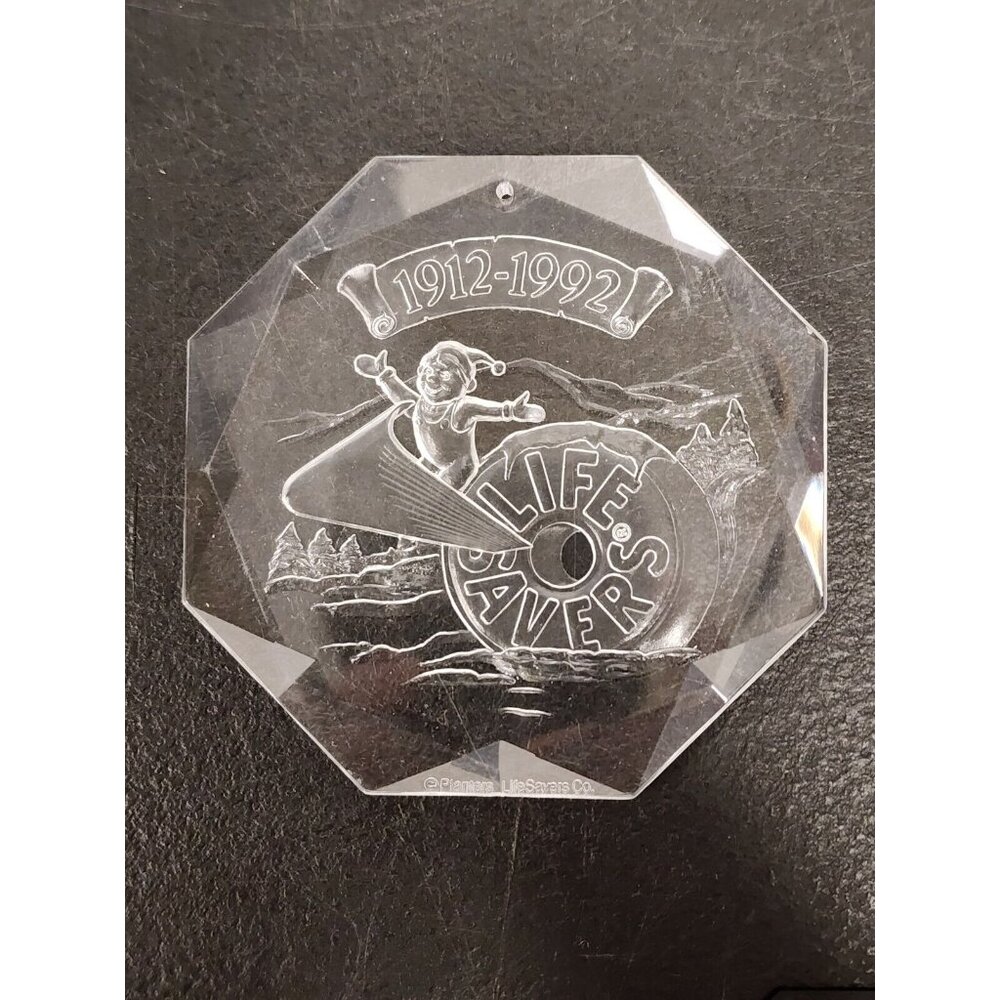 Vintage Lifesavers 1912-1992 Clear Acrylic Plastic Christmas Ornament Planters